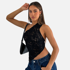 Velqlo | Top d’Été Femme Coupe Ajustée Dos Nu Couleur Unie