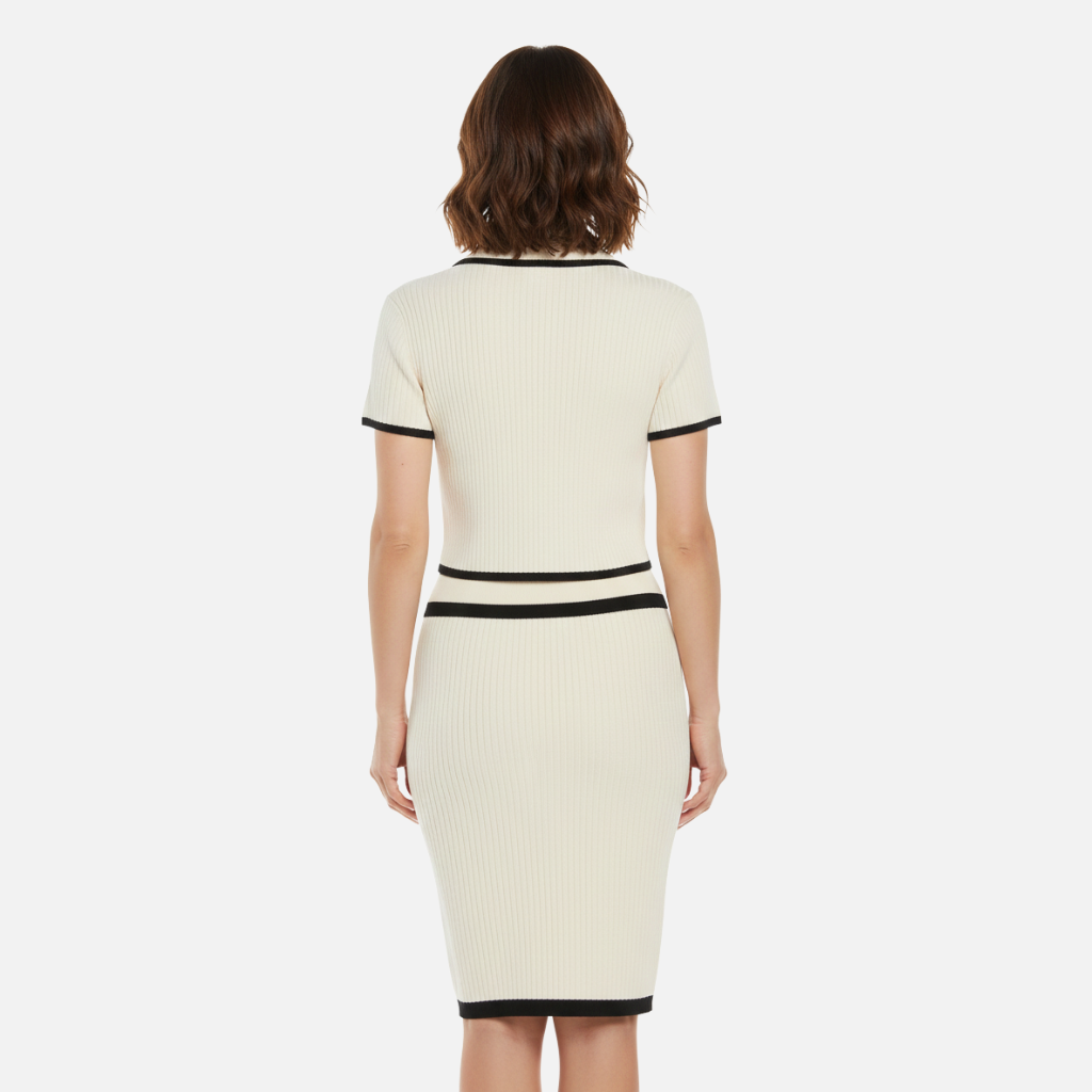 Velqlo | Ensemble deux pièces élégant en tricot noir pour femme