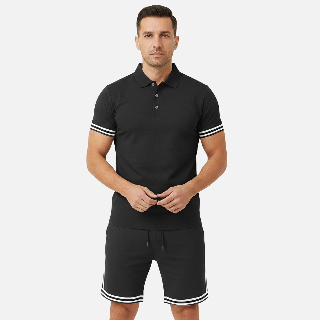 Velqlo | Ensemble assorti polo et short d'été pour homme tenue décontractée