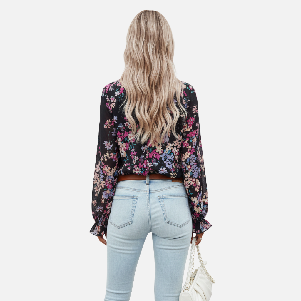 Velqlo | Chemisier floral à manches longues pour femmes, coupe ample