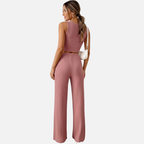 Velqlo | Ensemble gilet en maille et pantalon taille haute pour femme