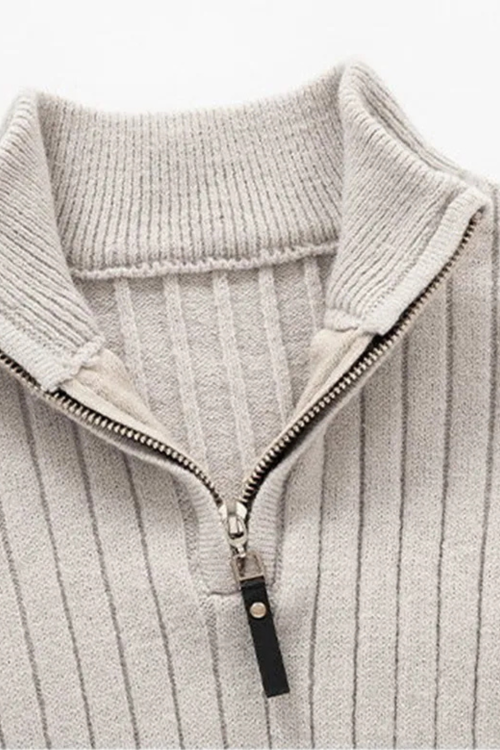 Pull à col montant zippé demi pour homme Velqlo – Tricot en mélange de cachemire