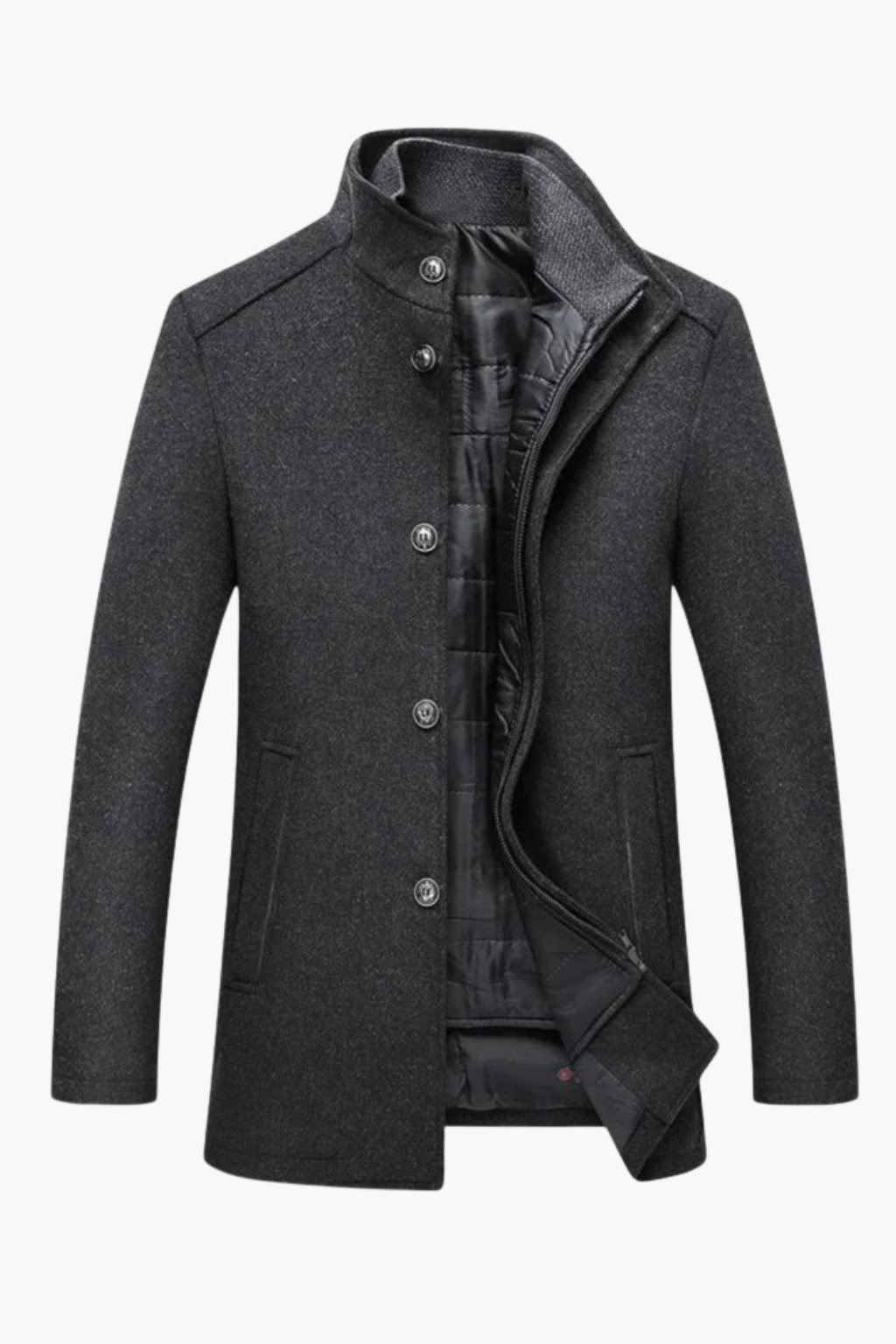 Manteau Long en Laine Mélangée pour Homme Velqlo