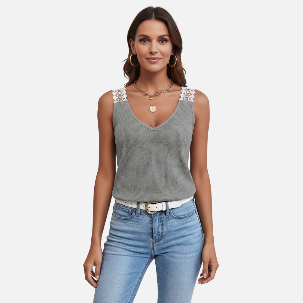 Velqlo | Débardeur sans manches en dentelle pour femme, tenue décontractée pour l'été