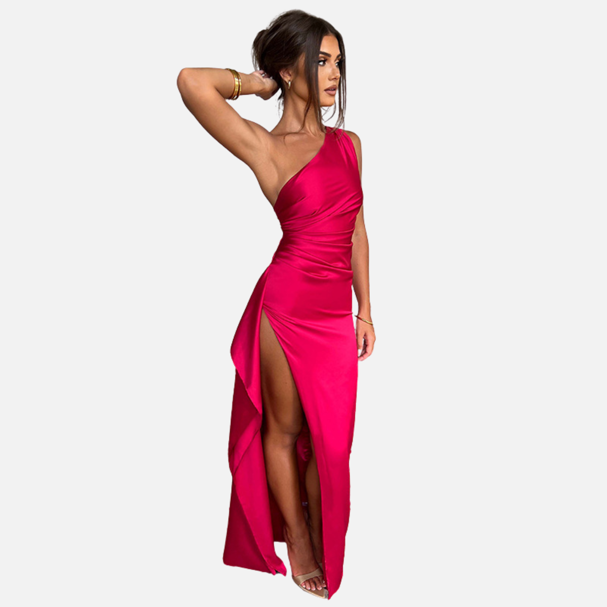 Velqlo | Robe dos nu en satin pour femme coupe ajustée tenue formelle