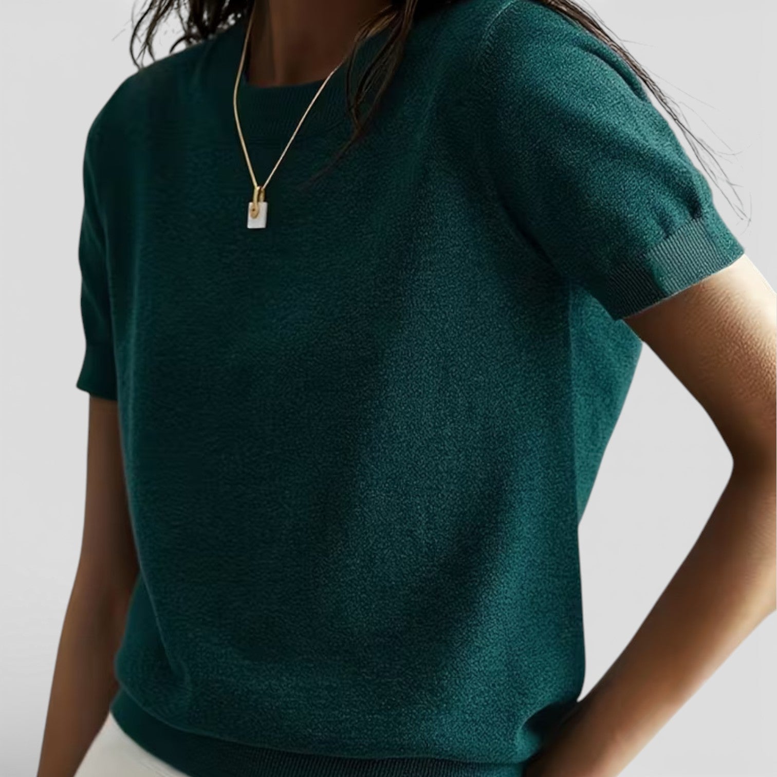 Velqlo | T-shirt en Tricot pour Femmes Mélange de Laine Confortable Coupe Classique