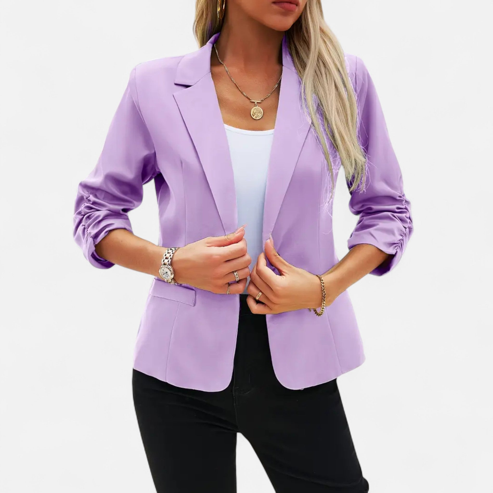 Velqlo | Blazer Décontracté Femme à Devant Ouvert Manches 3/4