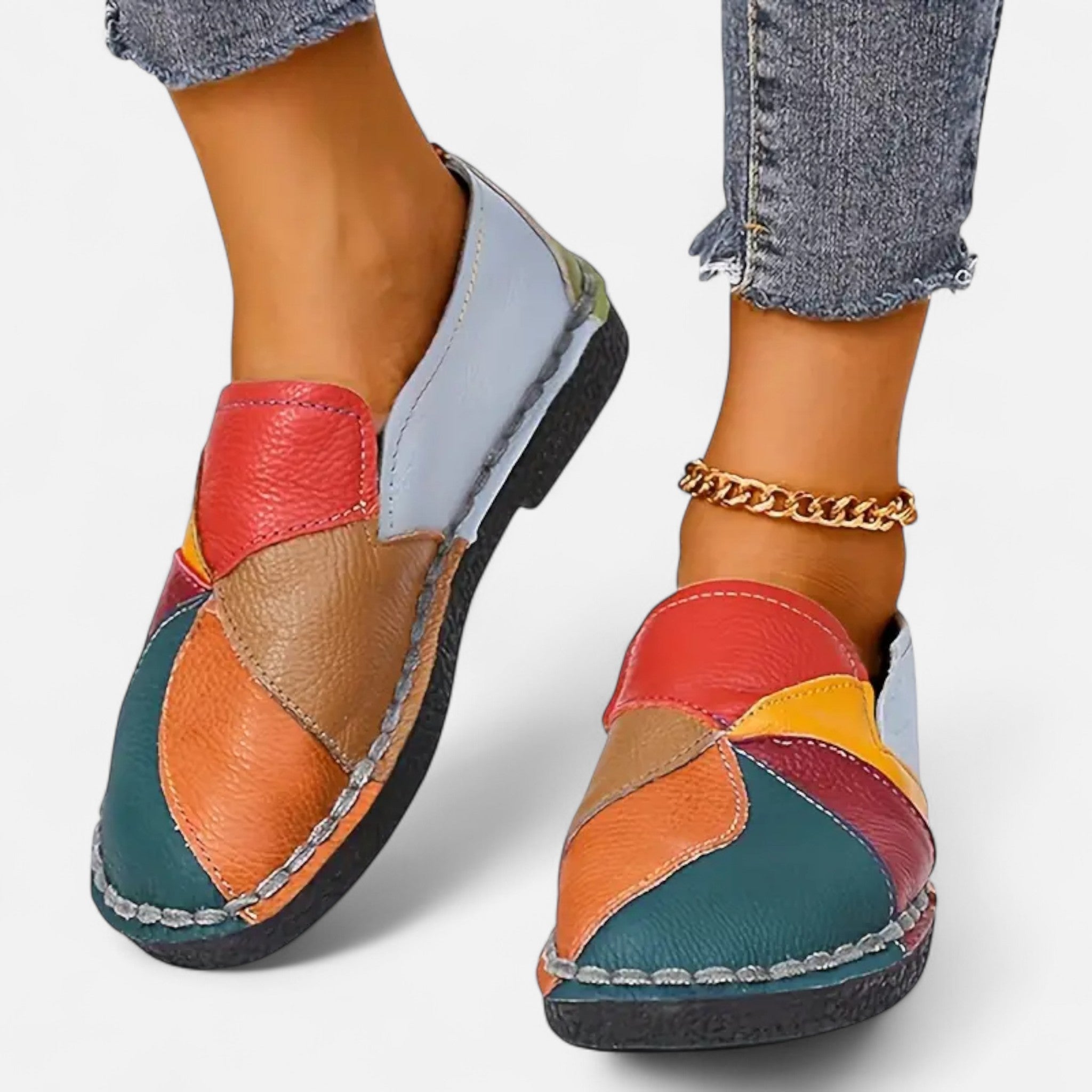 Velqlo | Mocassins en simili cuir pour femmes à blocs de couleurs
