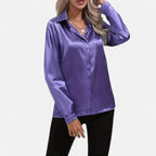 Velqlo | Women’s Dark Blue Single-Button Shirt – Modern Seasonal Elegance