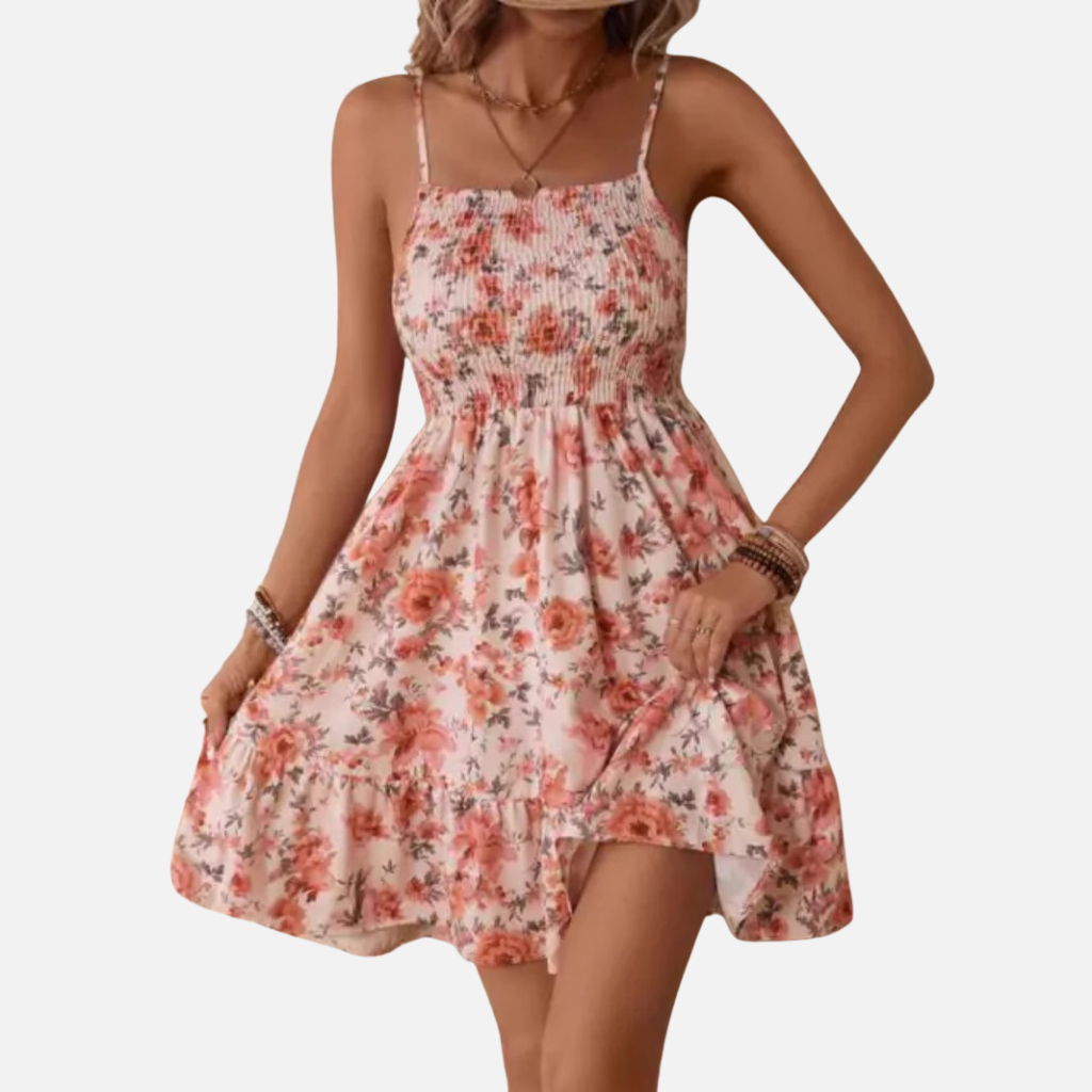 Velqlo | Robe d'été en coton pour femme, épaules dénudées, imprimé floral
