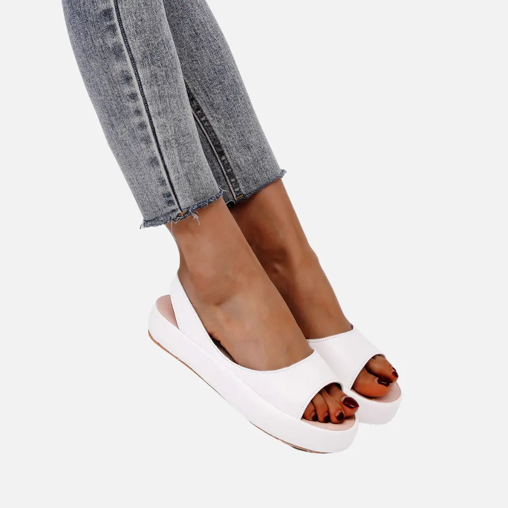 Velqlo | Sandales ouvertes en cuir pour femmes avec bride arrière