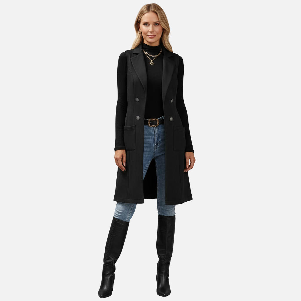 Velqlo | Gilet en daim pour femme, coupe ajustée, style rétro élégant