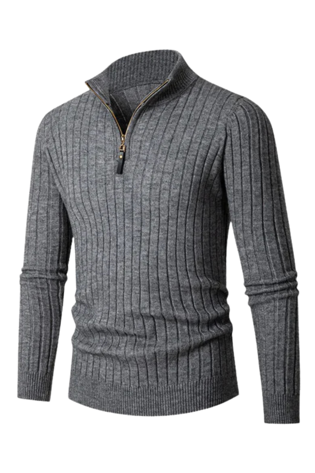 Pull à col montant zippé demi pour homme Velqlo – Tricot en mélange de cachemire