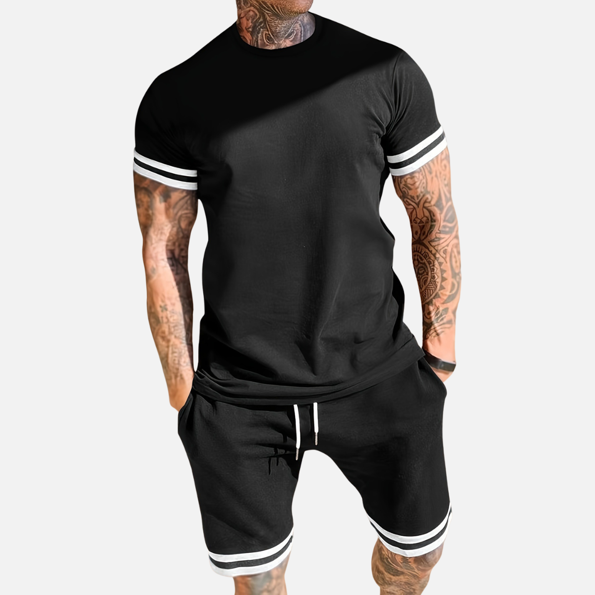 Velqlo | Ensemble d’Été Deux Pièces Décontracté Coupe Slim pour Homme