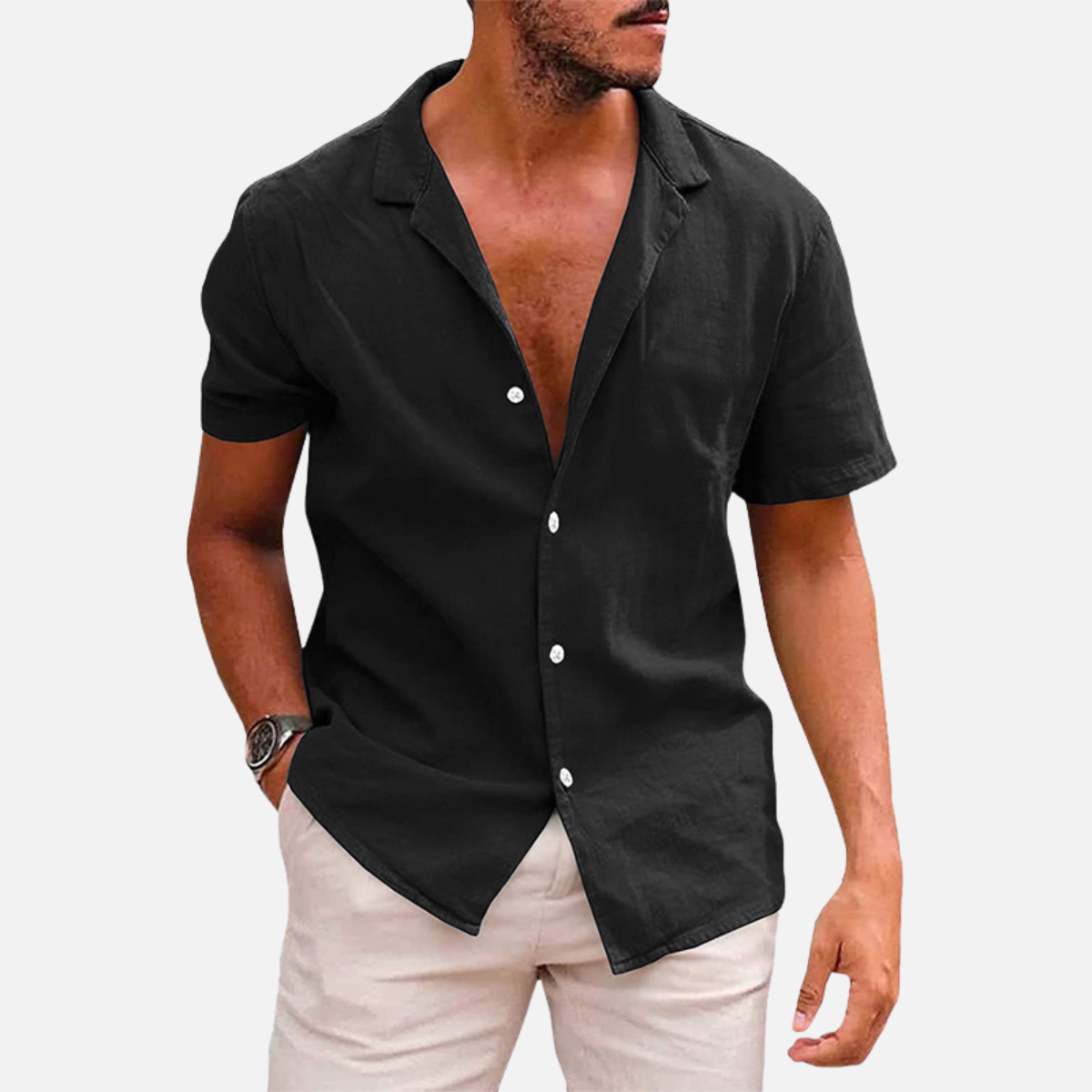 Velqlo | Chemise ample en légère en coton pour homme, respirante pour l’été