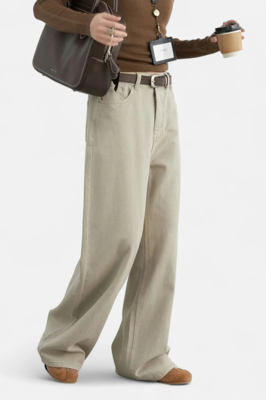 Jeans droits en coton taille haute pour femmes Velqlo