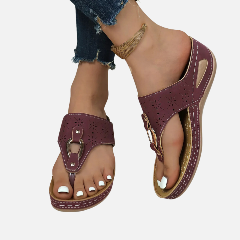 Velqlo | Tongs compensées pour femme à semelle légère en caoutchouc