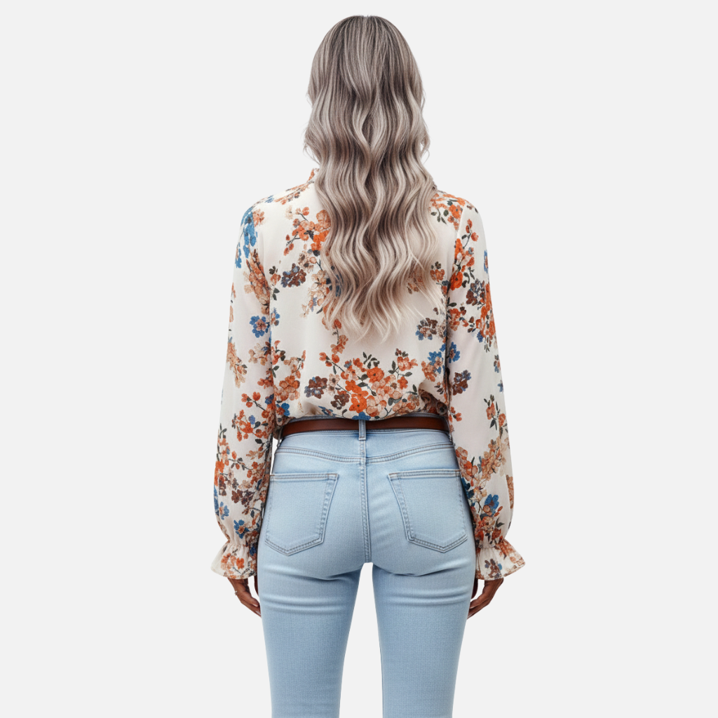 Velqlo | Chemisier floral à manches longues pour femmes, coupe ample