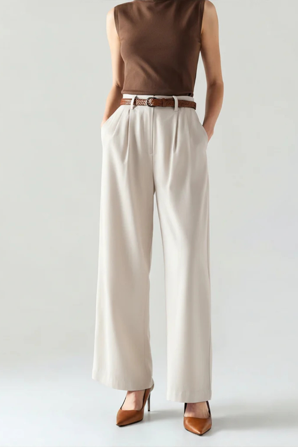 Pantalons Satinés à Taille Haute et Jambes Large pour Femmes Velqlo