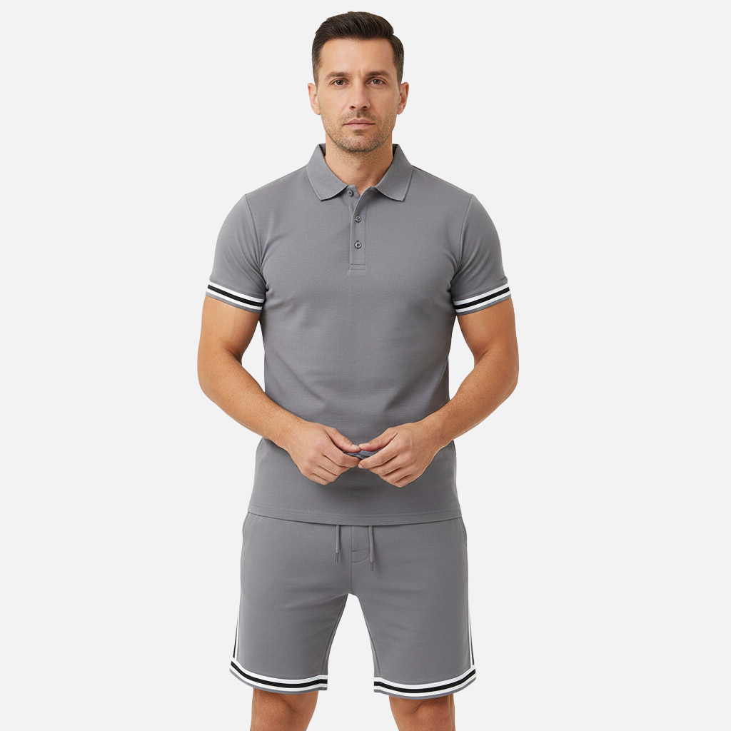 Velqlo | Ensemble assorti polo et short d'été pour homme tenue décontractée
