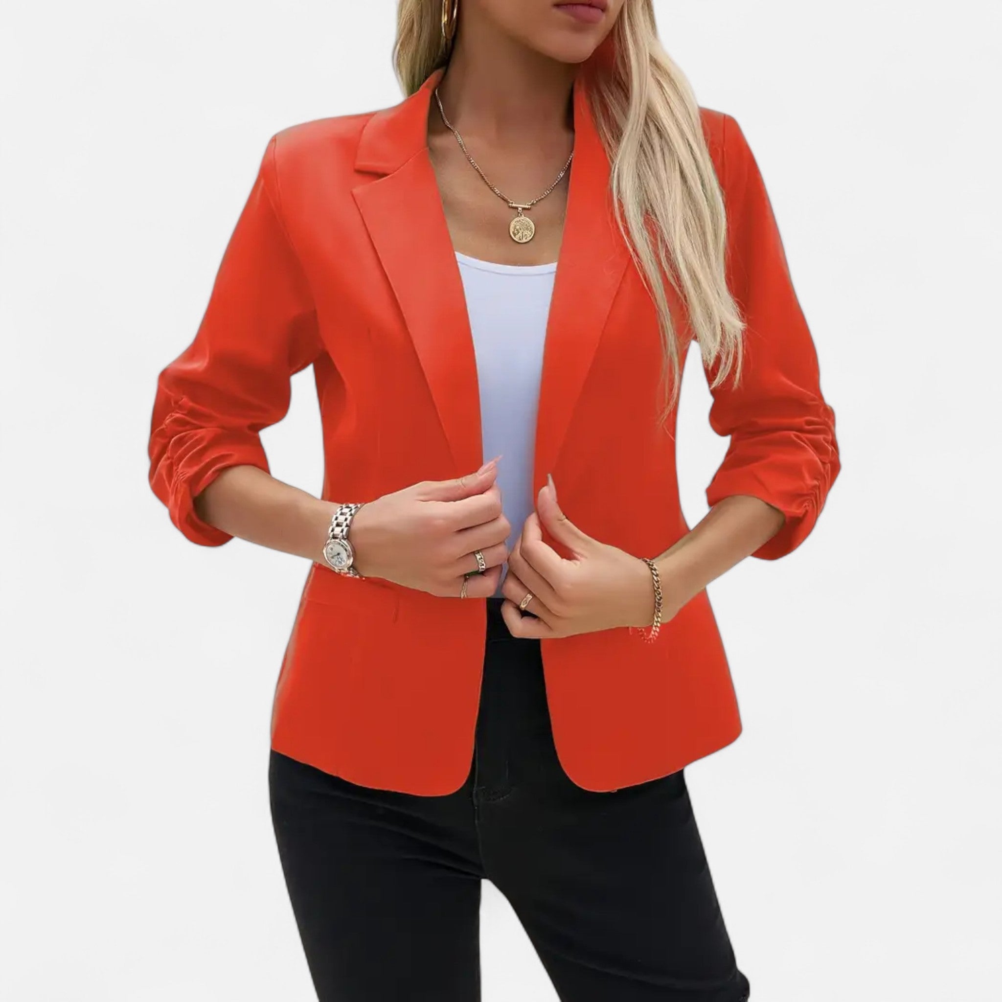 Velqlo | Blazer Décontracté Femme à Devant Ouvert Manches 3/4