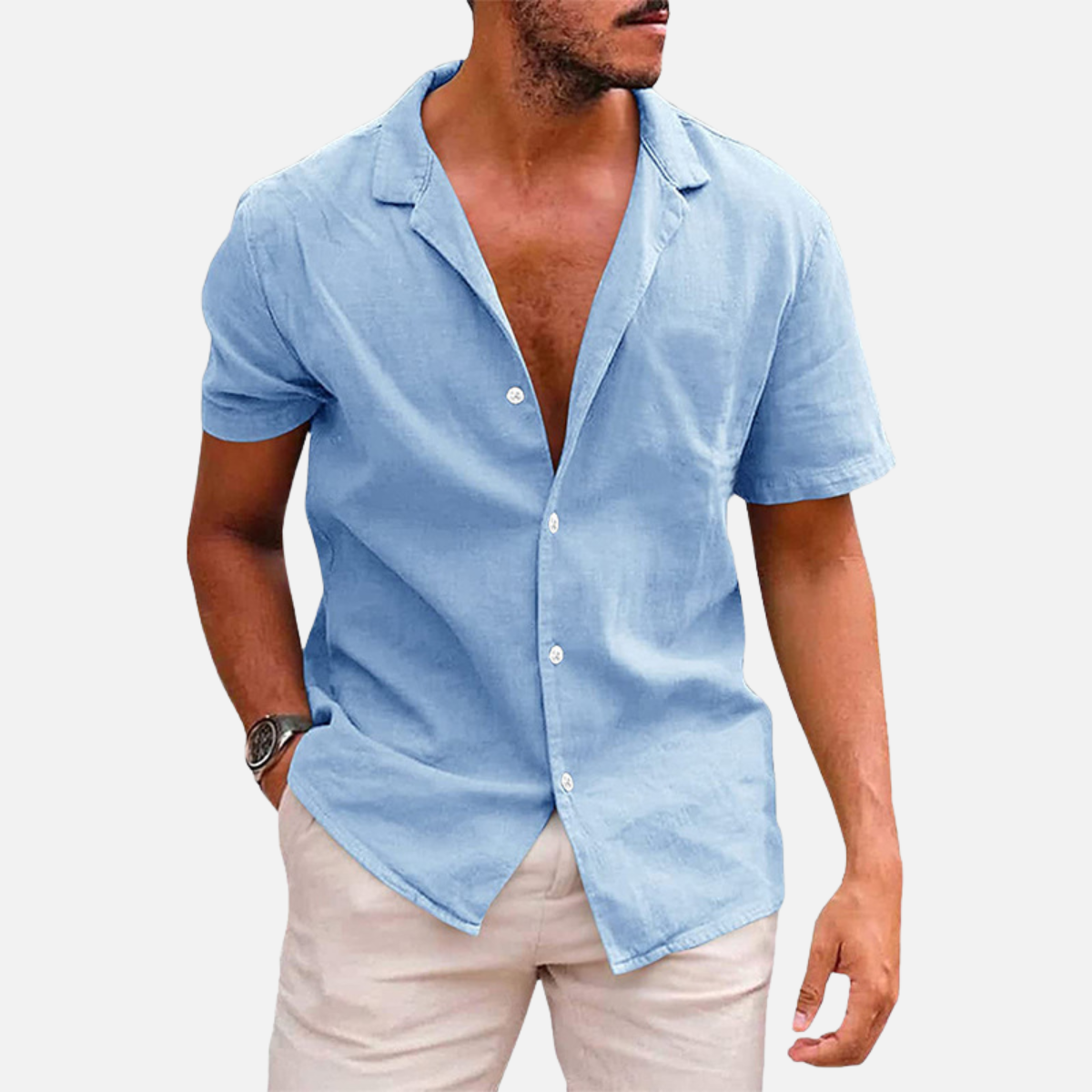 Velqlo | Chemise ample en légère en coton pour homme, respirante pour l’été