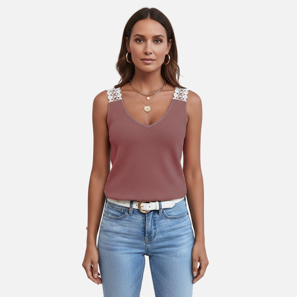 Velqlo | Débardeur sans manches en dentelle pour femme, tenue décontractée pour l'été