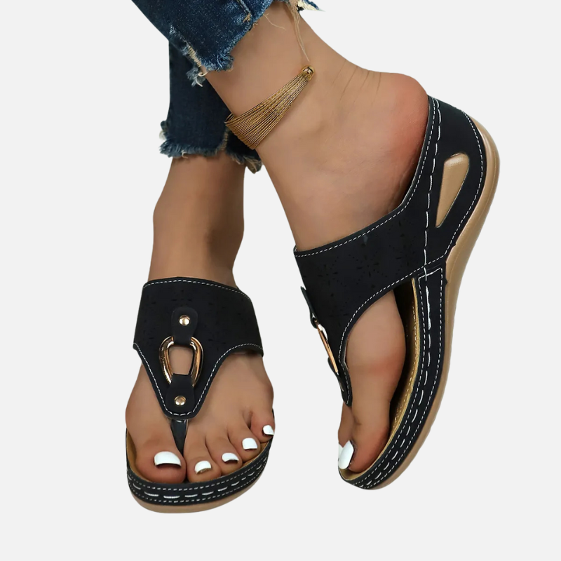 Velqlo | Tongs compensées pour femme à semelle légère en caoutchouc