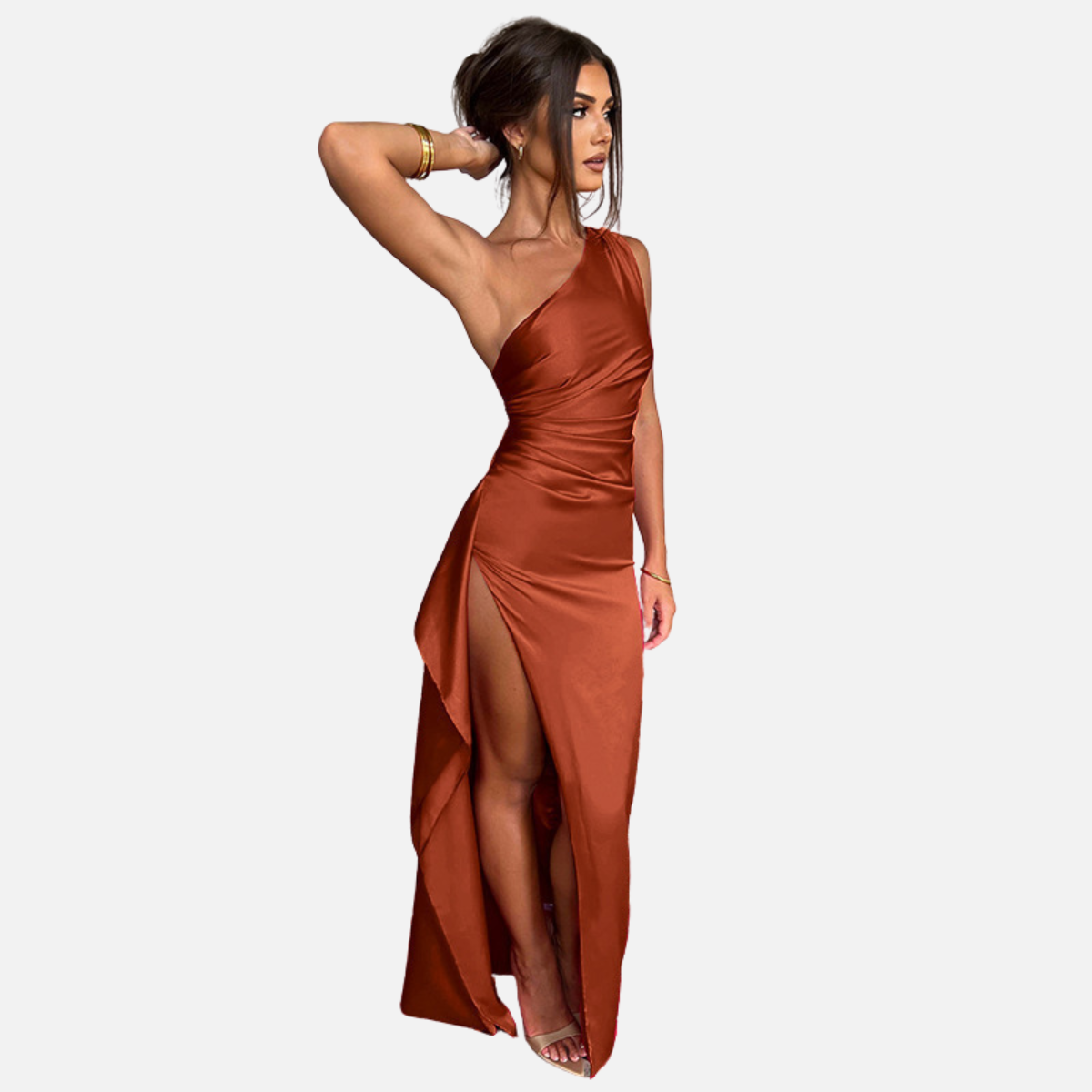 Velqlo | Robe dos nu en satin pour femme coupe ajustée tenue formelle