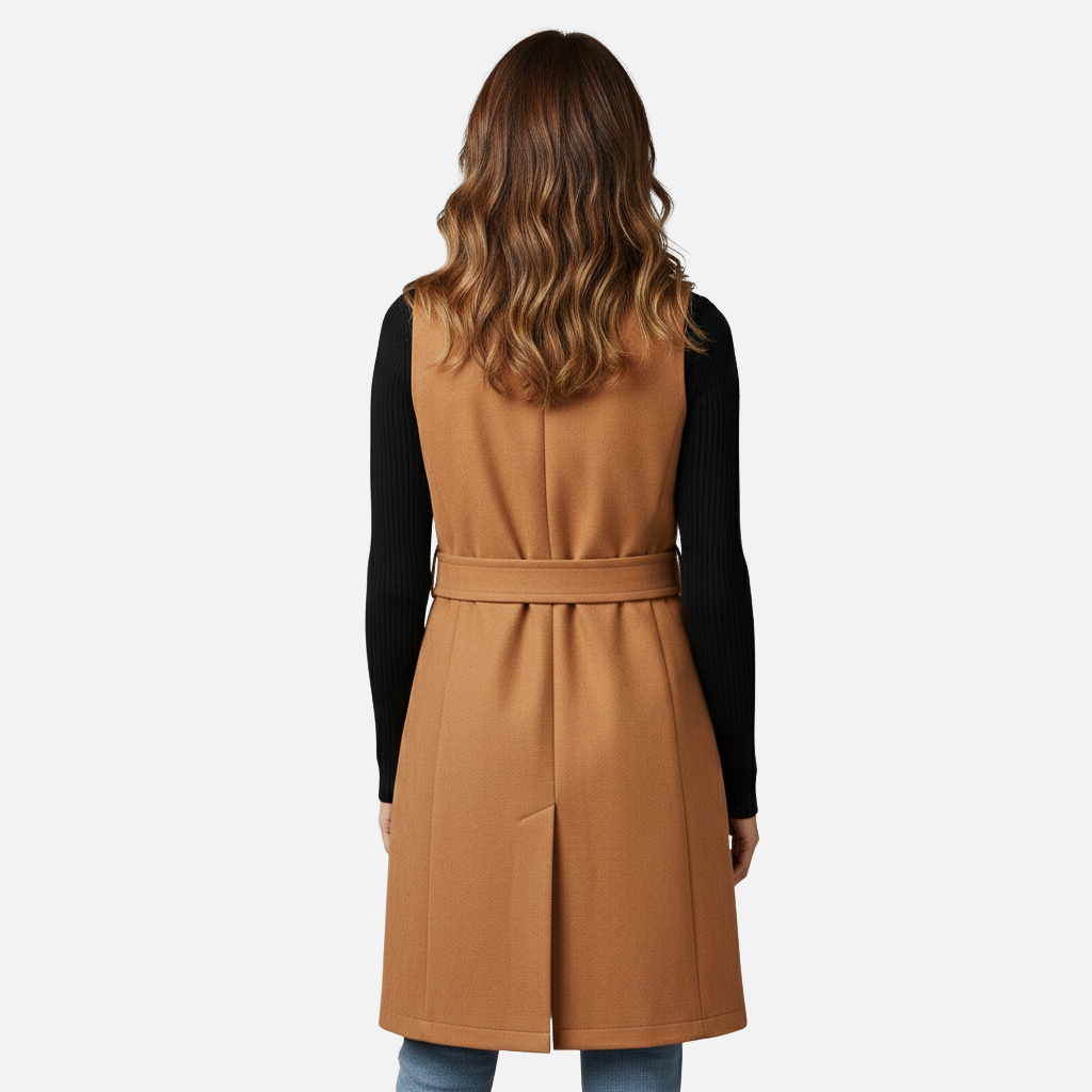 Velqlo | Gilet en daim pour femme, coupe ajustée, style rétro élégant