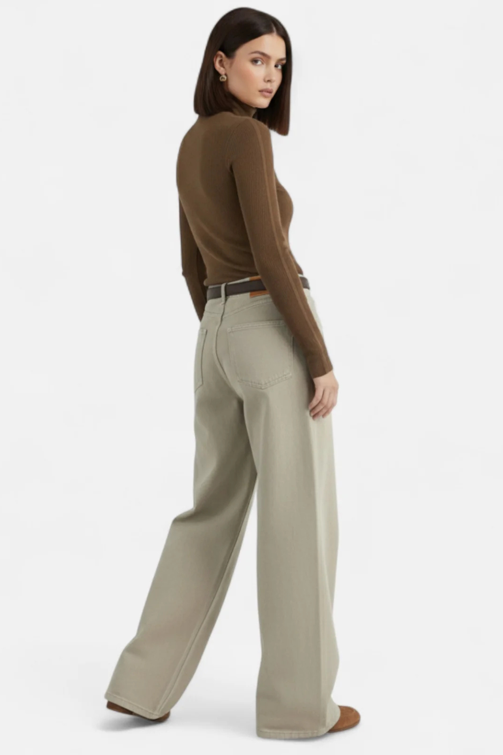 Jeans droits en coton taille haute pour femmes Velqlo