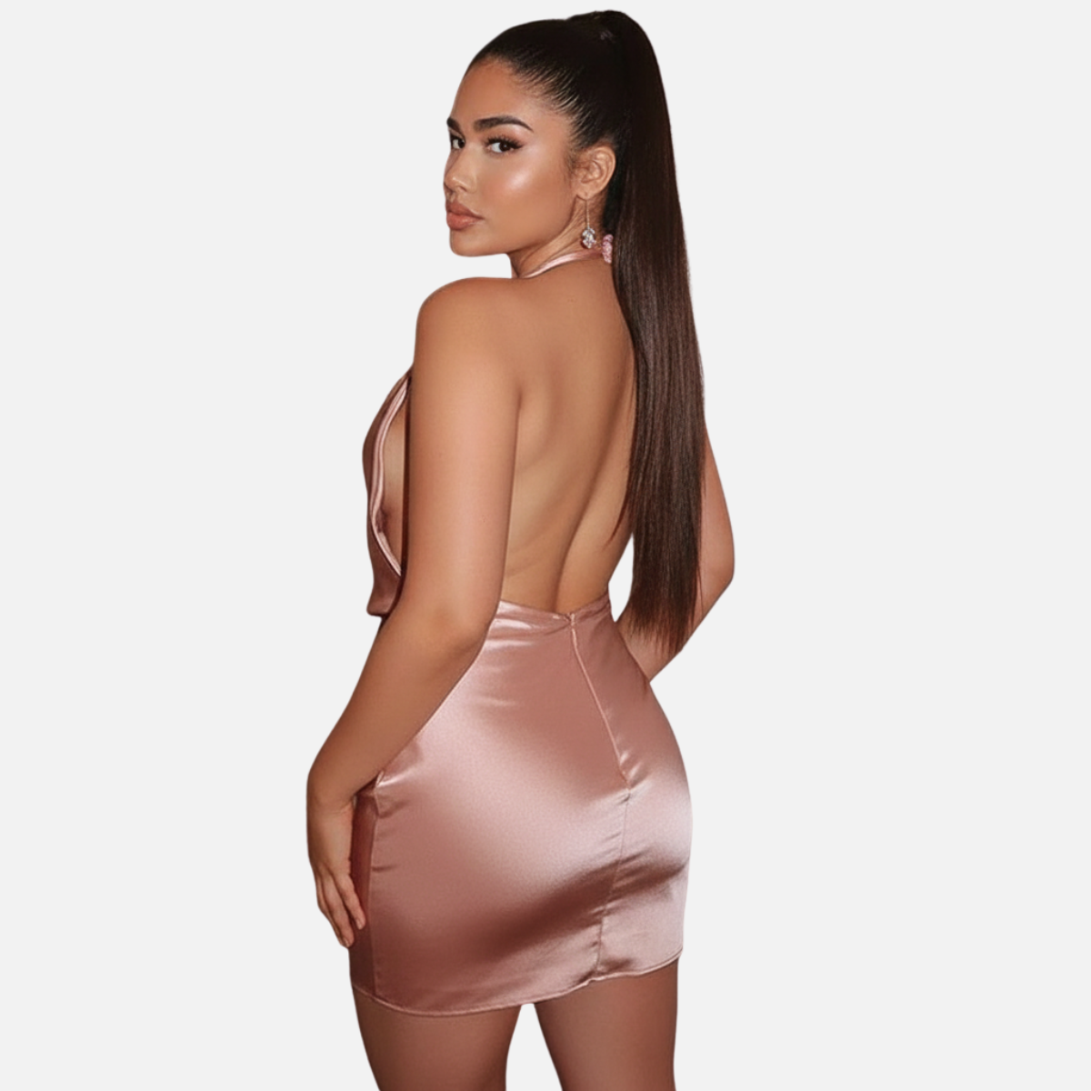 Velqlo | Mini-robe en satin pour femmes pour les fêtes estivales, dos nu