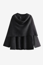 Manteau Femme en Laine Mélangée Velqlo avec Col Écharpe