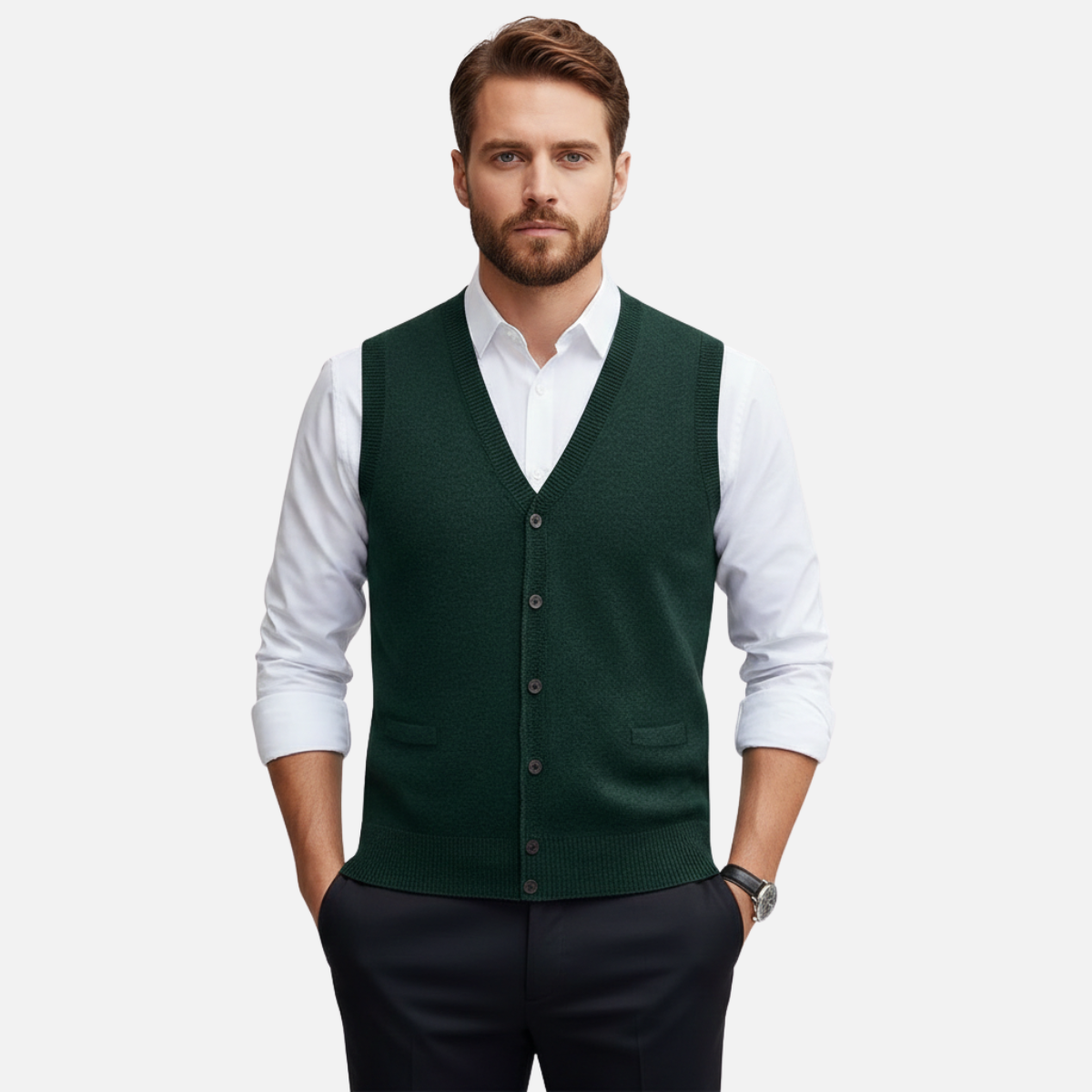 Velqlo | Pull en laine sans manches pour homme, style formel et décontracté