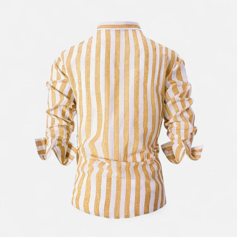 Velqlo | Chemise à Rayures en Lin Mélangé – Fraîcheur Estivale et Allure Riviera Homme