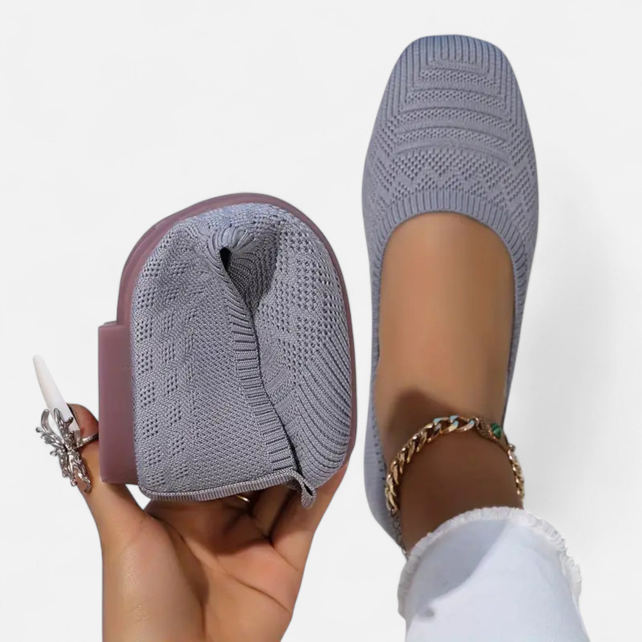 Velqlo | Women’s Flats – Black Woven Slip-On Elegance