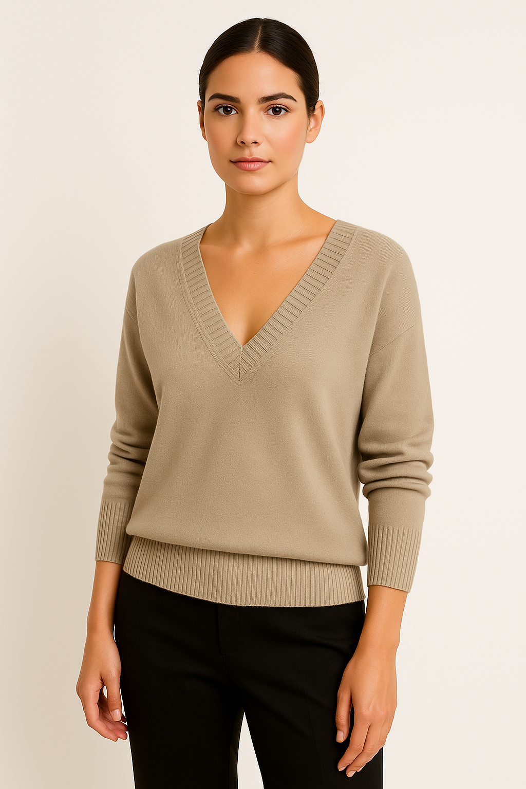 Pull en Maille à Col V pour Femmes Velqlo
