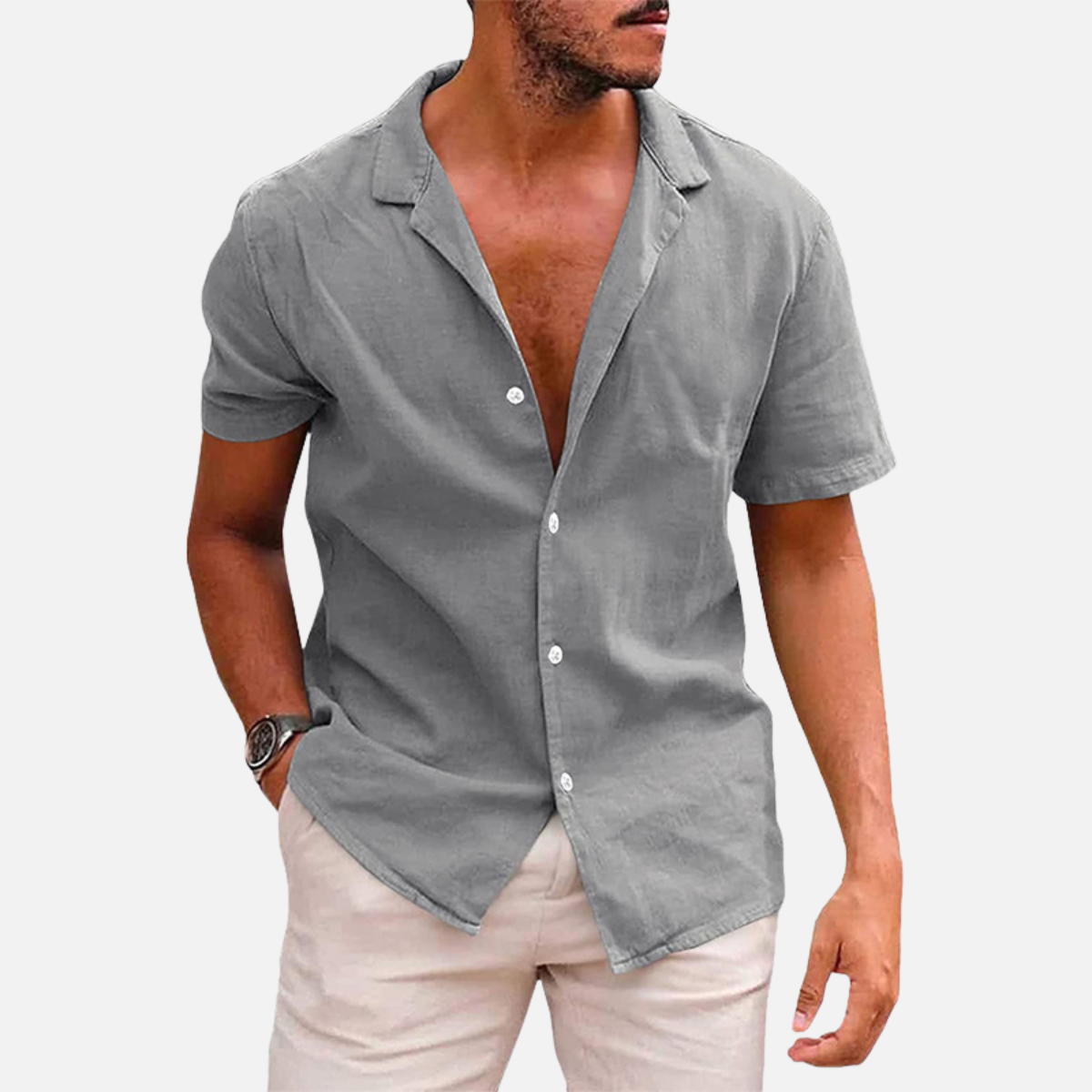 Velqlo | Chemise ample en légère en coton pour homme, respirante pour l’été