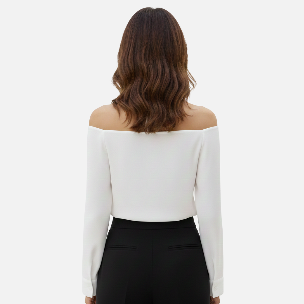 Velqlo | Chemisier à manches longues et col bénitier pour femme, pour le printemps