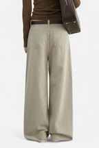 Jeans droits en coton taille haute pour femmes Velqlo