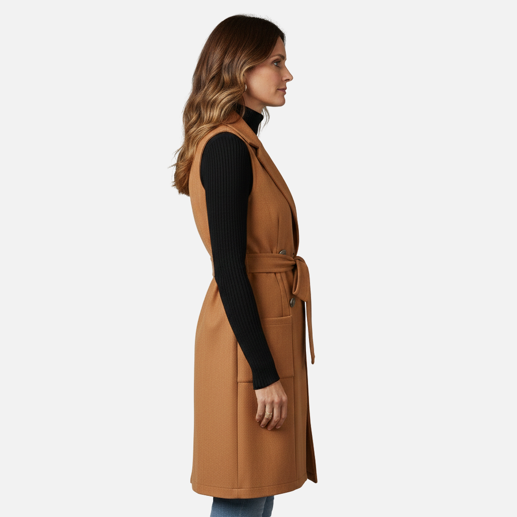 Velqlo | Gilet en daim pour femme, coupe ajustée, style rétro élégant
