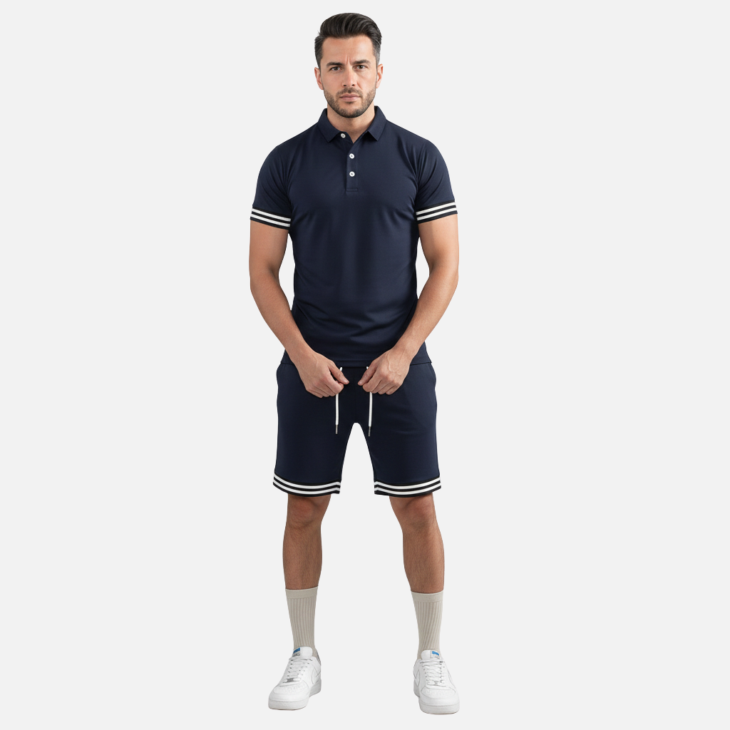 Velqlo | Ensemble assorti polo et short d'été pour homme tenue décontractée