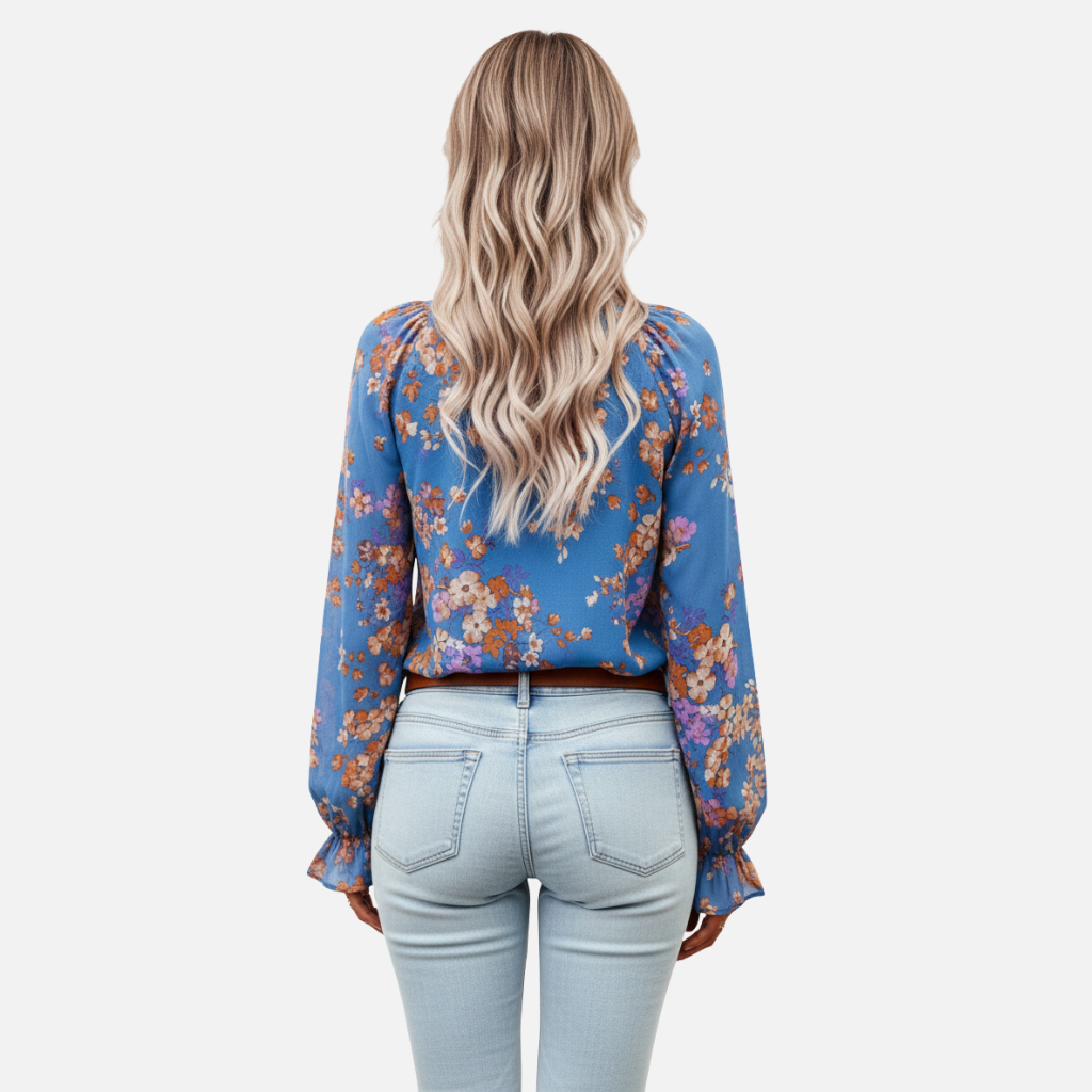 Velqlo | Chemisier floral à manches longues pour femmes, coupe ample