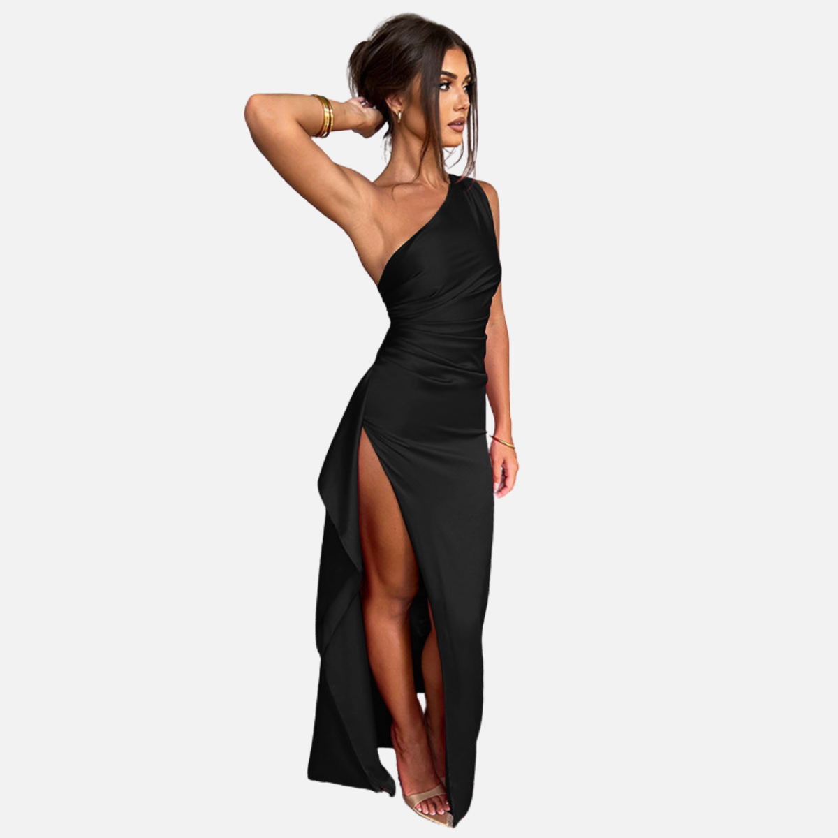 Velqlo | Robe dos nu en satin pour femme coupe ajustée tenue formelle
