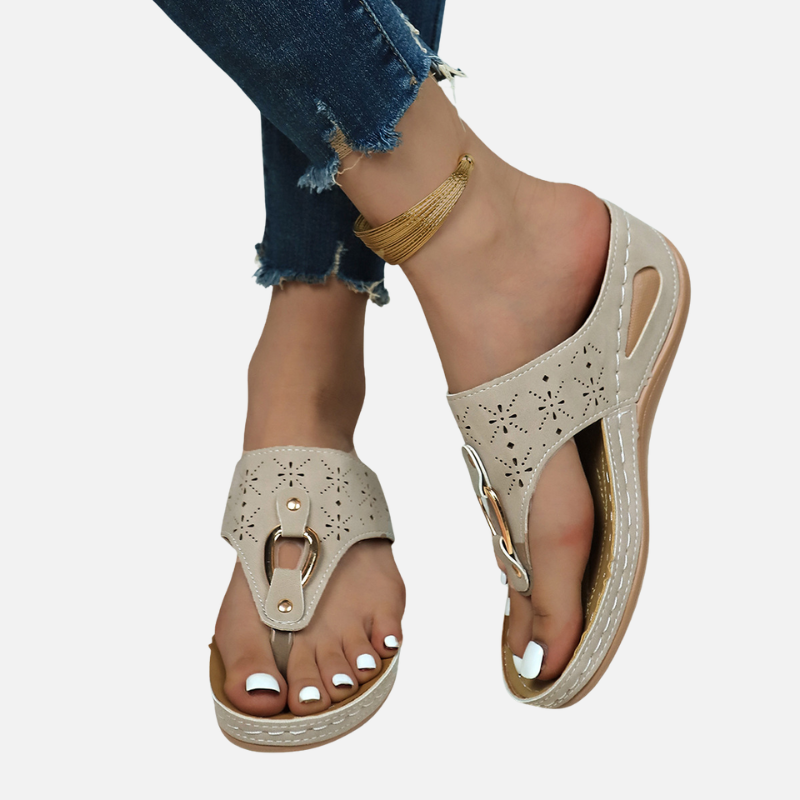 Velqlo | Tongs compensées pour femme à semelle légère en caoutchouc