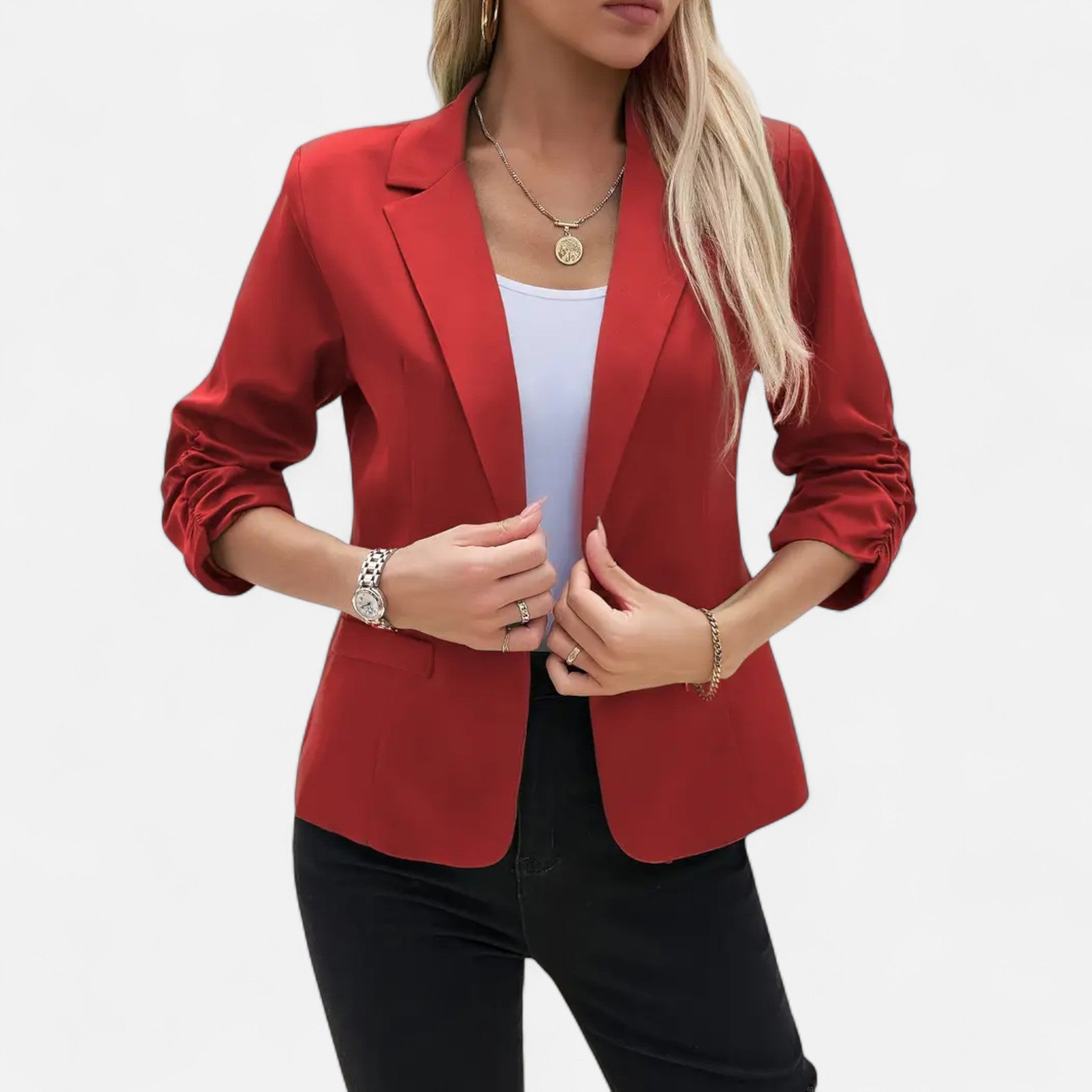 Velqlo | Blazer Décontracté Femme à Devant Ouvert Manches 3/4