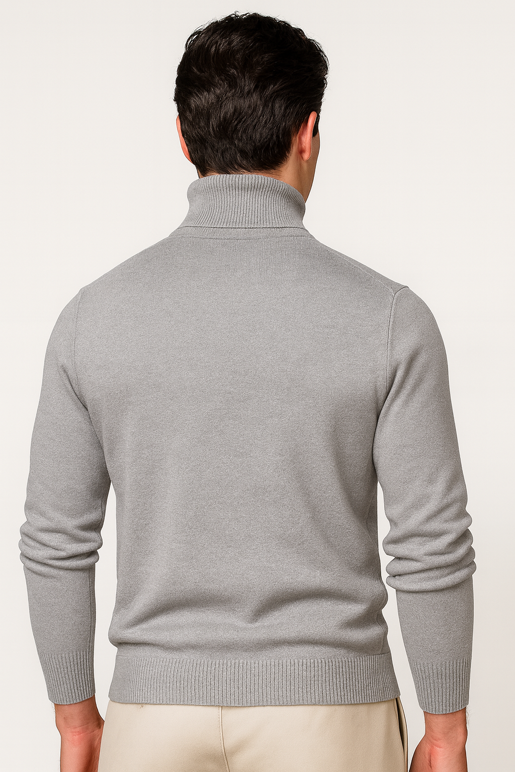 Pull à col roulé pour homme Velqlo – Mélange de laine à côtes