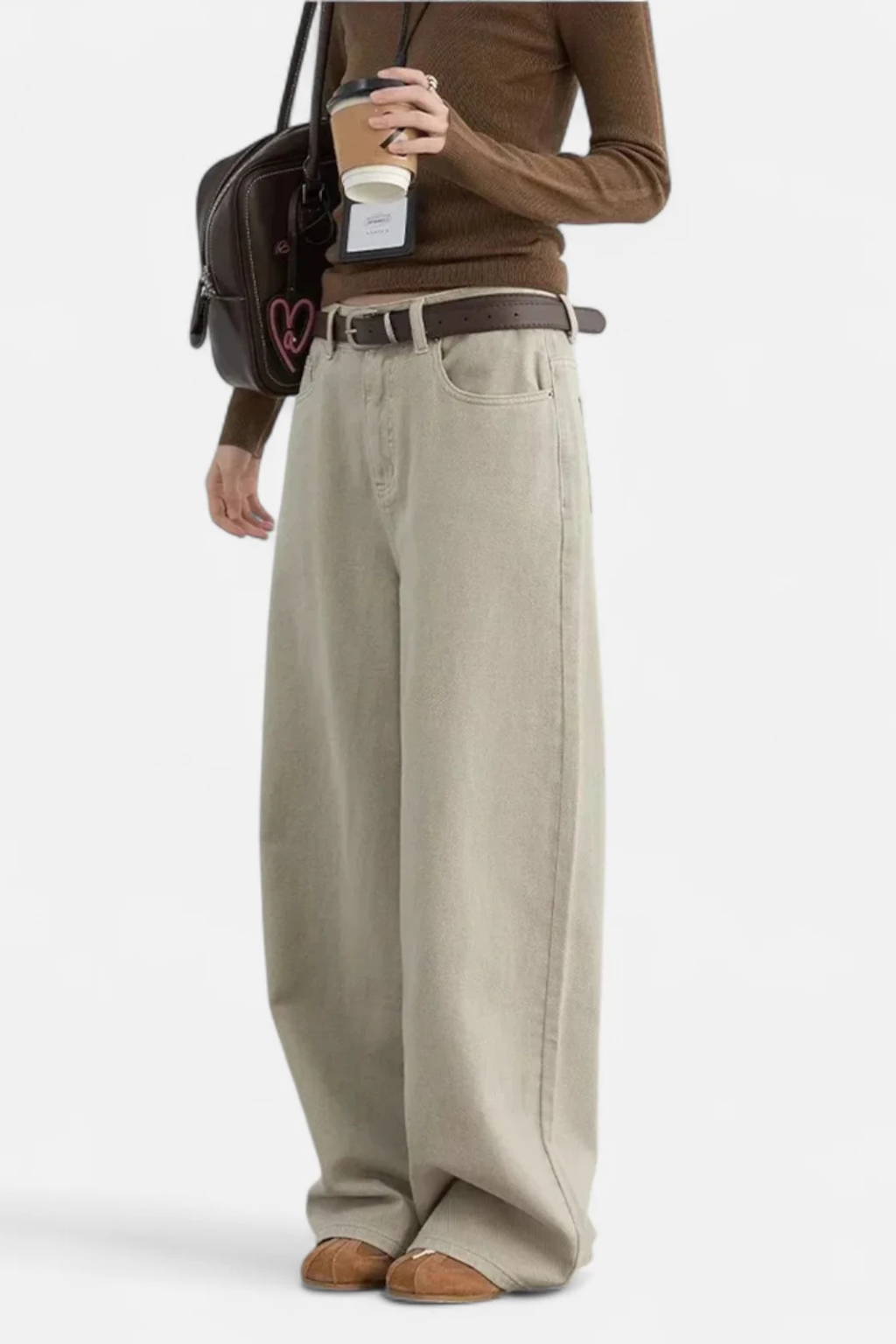 Jeans droits en coton taille haute pour femmes Velqlo