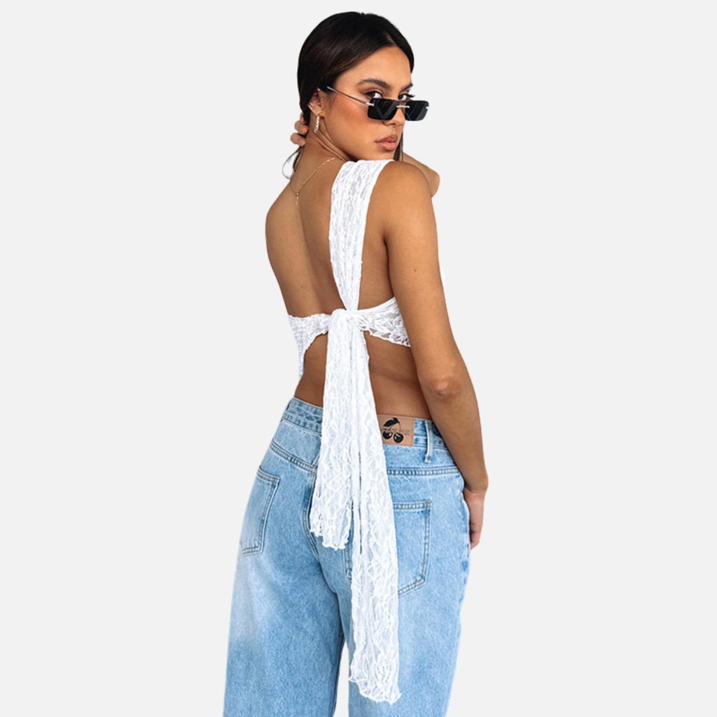 Velqlo | Top d’Été Femme Coupe Ajustée Dos Nu Couleur Unie