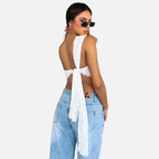 Velqlo | Top d’Été Femme Coupe Ajustée Dos Nu Couleur Unie